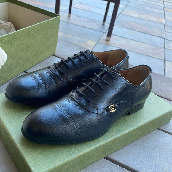 Gucci Black Quentin Lace-Up Derbys - Picture 1 of 5